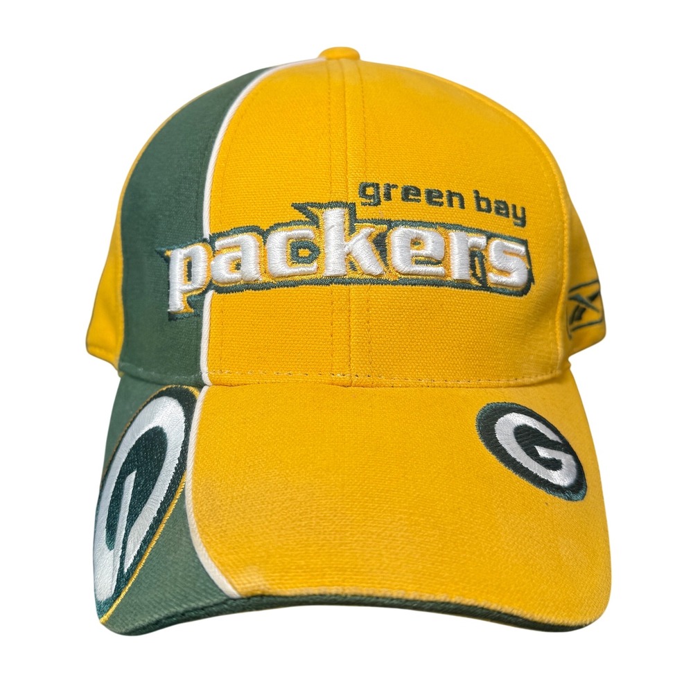 Reebok Hat Green Bay Packers Mens OSFA Yellow Green NFL Pro Line Adjustable Cap